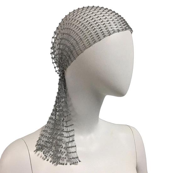 Fishnet Hat Sparkling Rhinestones Elastic Mesh Headband with Geometric Pattern Summer Beach Party Nightclub Rave Hair
