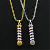 New Retro Fashion Barbers Rotating Light Barber Shop Necklace Jewelry Pendant Chain