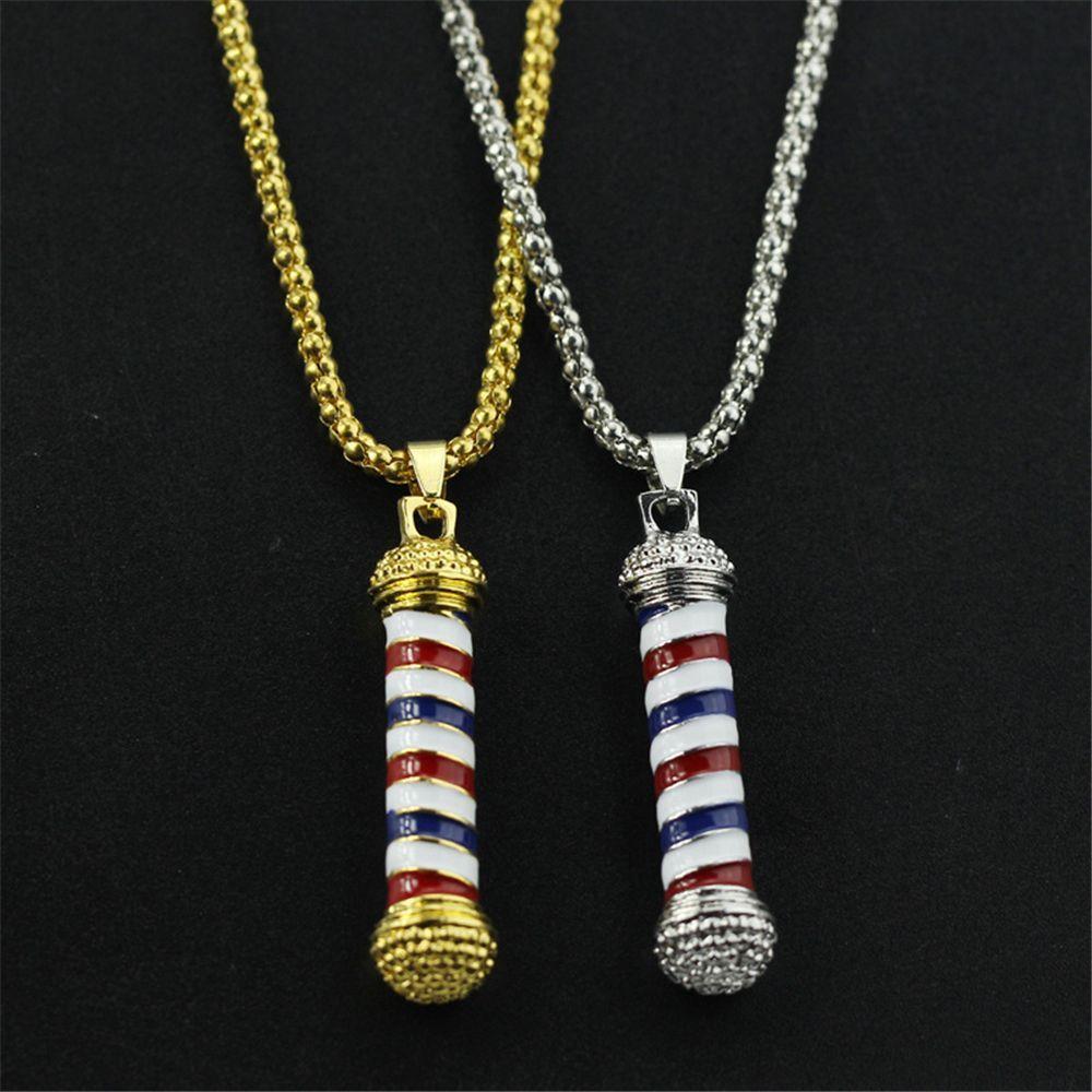 New Retro Fashion Barbers Rotating Light Barber Shop Necklace Jewelry Pendant Chain