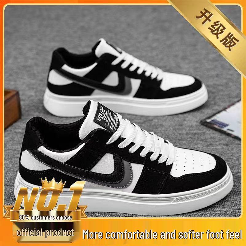 2024 Универсальные мужские черно-белые кеды на мягкой подошве - Дышащие, в трендовом корейском стиле для повседневной носки, Горячо продаваемые среди студентов.