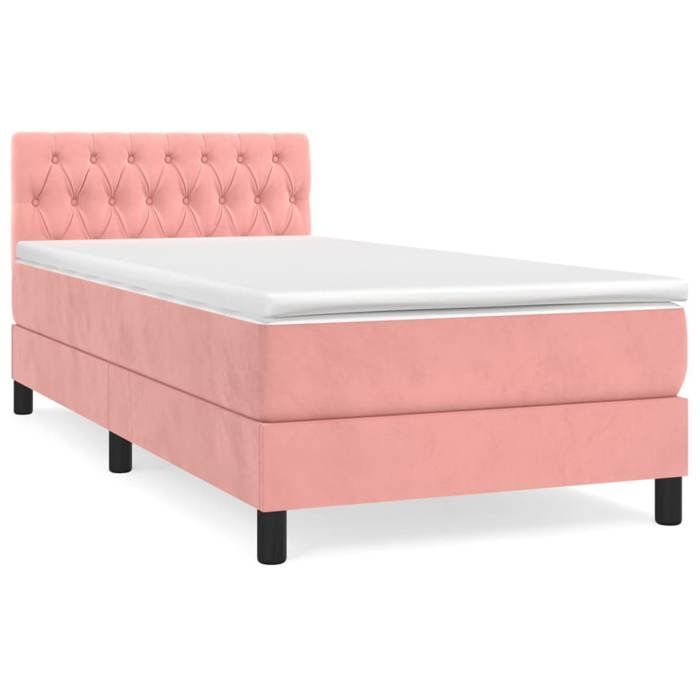 3141466 vidaXL Divan Bed with Mattress Pink 90x200 Cm Velvet