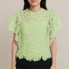 ZANZEA Women Casual Round Neck Ruffles Sleeve Summer Lace Blouse
