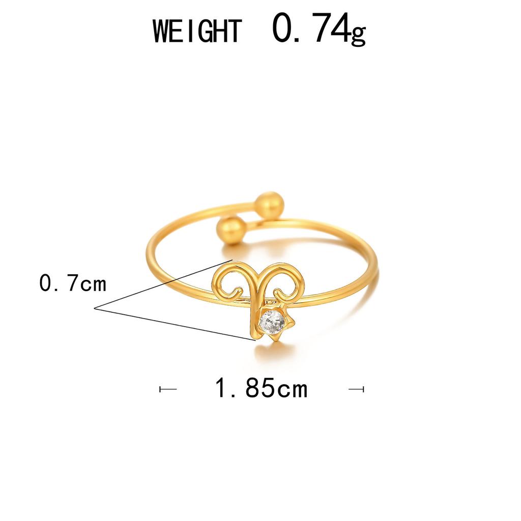 Personalized Ring, Stainless Steel Vacuum Plated 18K Gold Twelve Constellation Opening Single Bracelet.