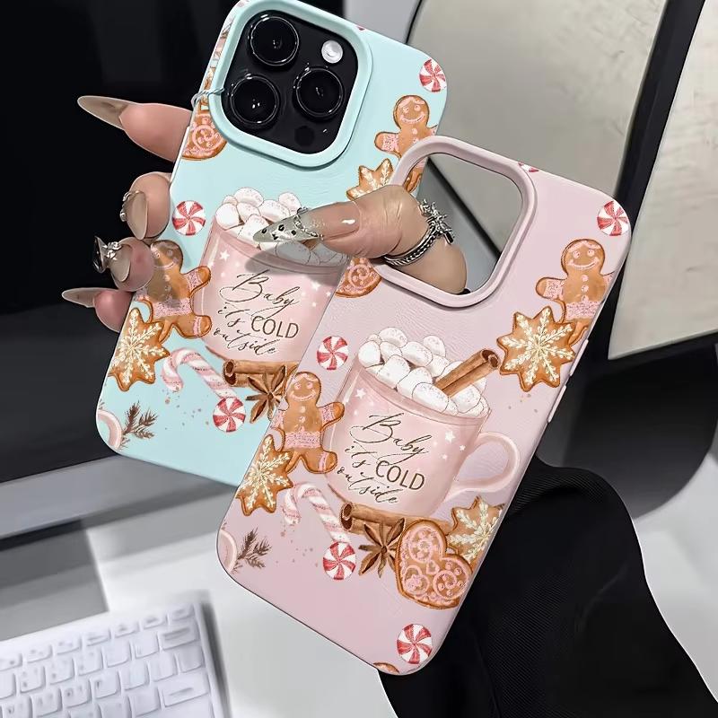 Christmas Hot Drink Dessert Gingerbread Snowflake Phone Case For iPhone 17 Pro Max 16 15 14 13 12 11 XS X XR 16 Plus 17Air Cover