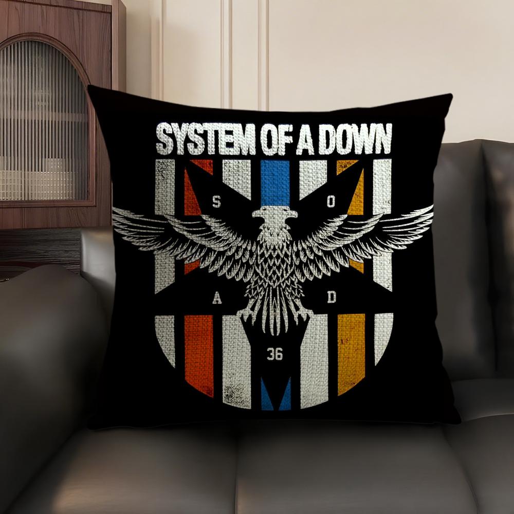 Горячая Рок-группа S-System Of A Down Наволочка Летняя Дышащая Льняная Ткань Двусторонняя Печать Чехол для Подушки Дивана Домашний Декор