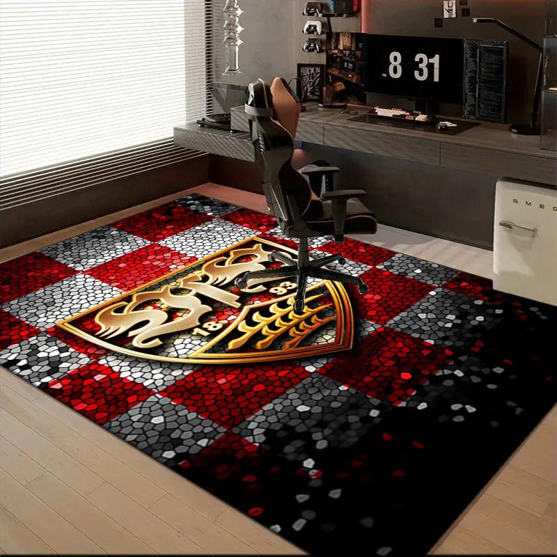 Vfb Fc Crest Printed Office Carpet Chair Cushion Entryway Rug, Rugs for Living Room, Bedroom Christmas gifts