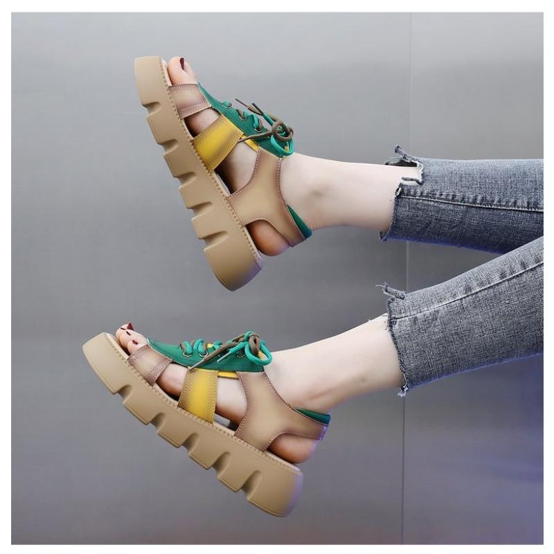 Сандалии Muffin Bottom Retro Roman Толстая подошва Женские повседневные сандалии