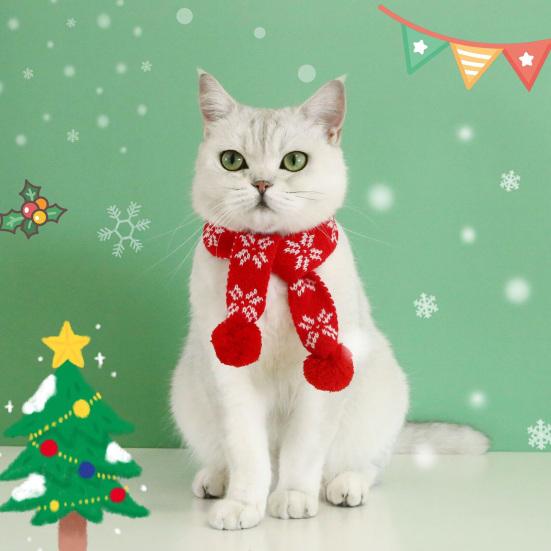 Puppy Scarf Snowflake Pattern Decorative 2 Colors Xmas Holiday Dress-up Scarf Cat Neckerchief Pet Supplies