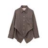 2024 Autumn Women's European & American Loose Casual Striped Long Sleeve Shirt
