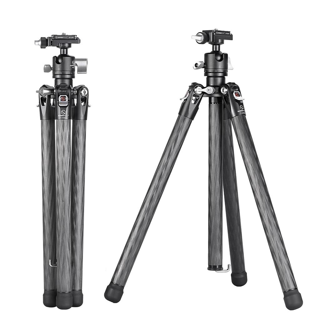 SWFOTO TT2340CE Smartphone Carbon Small Head 4-Section Tripod, Compact, Travel, Portable, Fiber, Lightweight, Flexible, Arca-Swiss, Tripod, Free-Mount