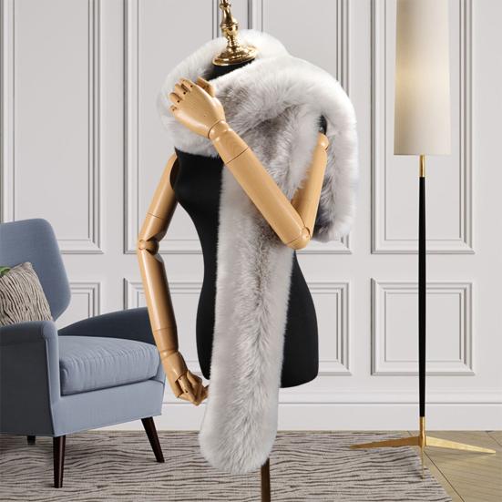 Шарф из искусственного меха, однотонный, утолщенный, теплый, длинный шарф, ветрозащитный, устойчивый к холоду