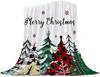 Merry Christmas Flannel Blankets Checkered Tree Red Snowflake Winter Warm Soft Throw Blankets for Couch Bed Sofa Camping