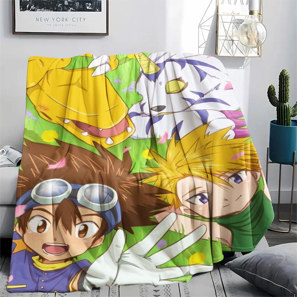 Digimon Characters Flannel Blanket, Fit for Home Living Room, Perfect Gift for Fans, Lightweight Warm Throw