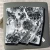 New Four-sided Loose Beard Large Square Scarf Black and White Camellia Warm Shawl with Printed Silk Scarf Women