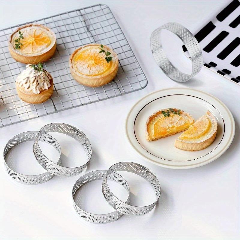 12Pcs Oval Round Muffin Tart Rings Stainless Steel Porous Tart Ring Perforated Cake Mousse Mold Cookies Cutter Pastry Quiche Mold Tool
