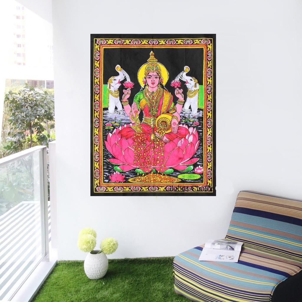 Rastogi Handicrafts Cotton Tapestry Indian Goddess Indian Deity 40" X 30" Poster Size Tapestry