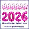 32-дюймовые фольгированные шары 2026 года, цветные, для украшения вечеринки в честь Нового года, принадлежности для юбилея, 12-дюймовые латексные шары с блестками, реквизит для фотозоны