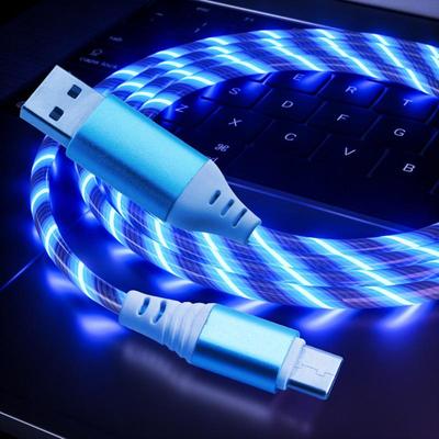Переливающиеся цвета, светодиодное свечение, USB-кабель для зарядного устройства типа C для Android, зарядный кабель Micro USB для iPhone X, зарядный провод для Samsung