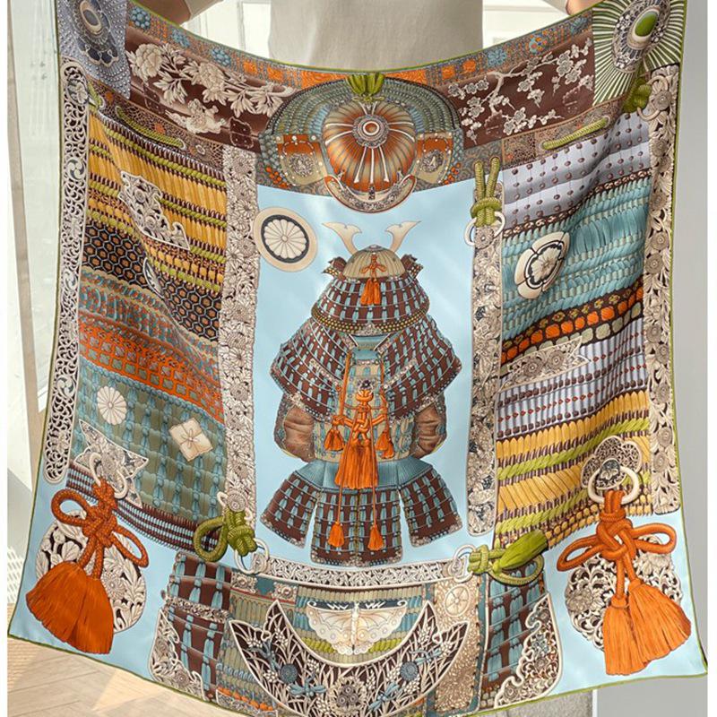 Шелковый твиловый шарф Silk Road в черно-белом французском стиле для весны/лета