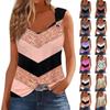 Womens Tank Top V Neck Basic Printed Casual Flowy Summer Sleeveless Deep Side Cut Tops For Women