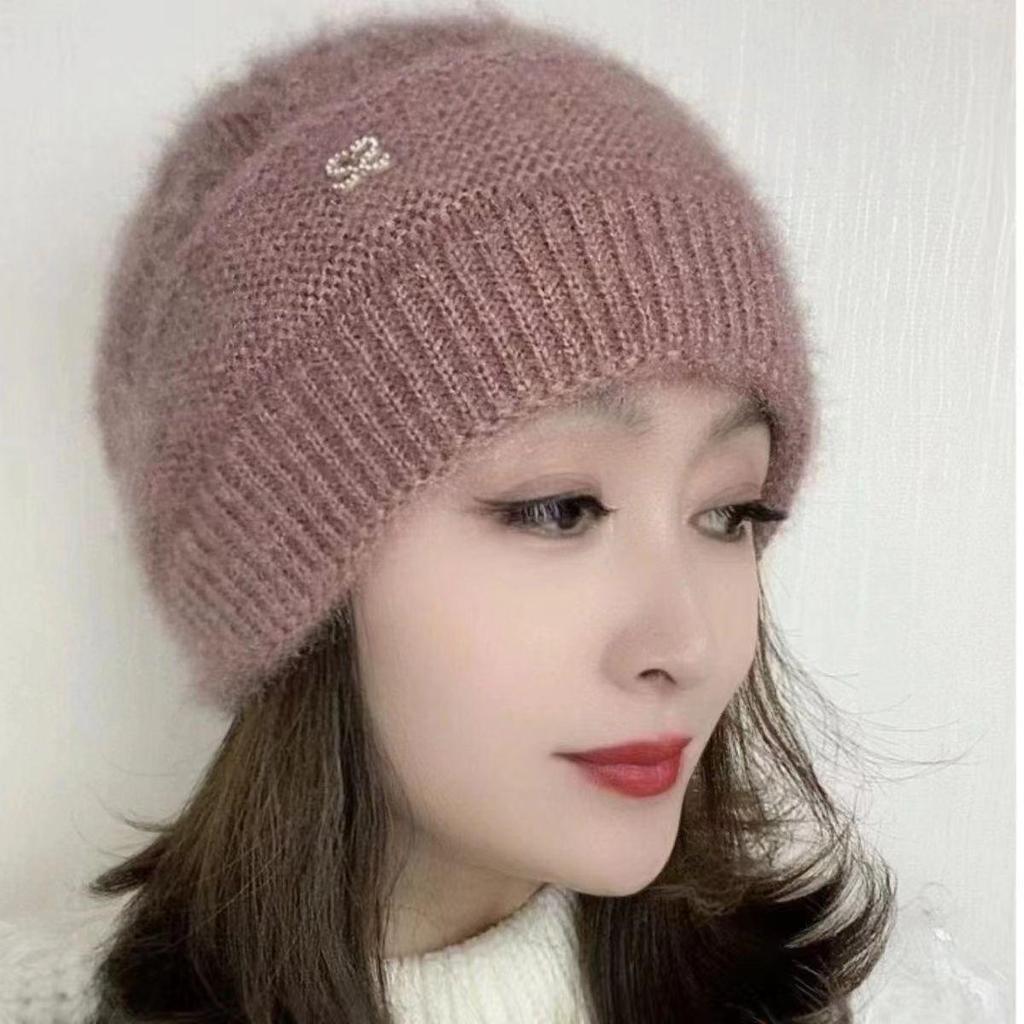 Autumn and Winter Polyester Wrapped Head Cap Knitted Hat Women's Warm Hat Wool Handmade Jacquard Hat