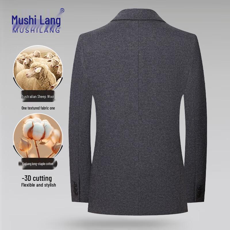 MUSHILANG Men's Wool Blend Business Casual Suit Jacket