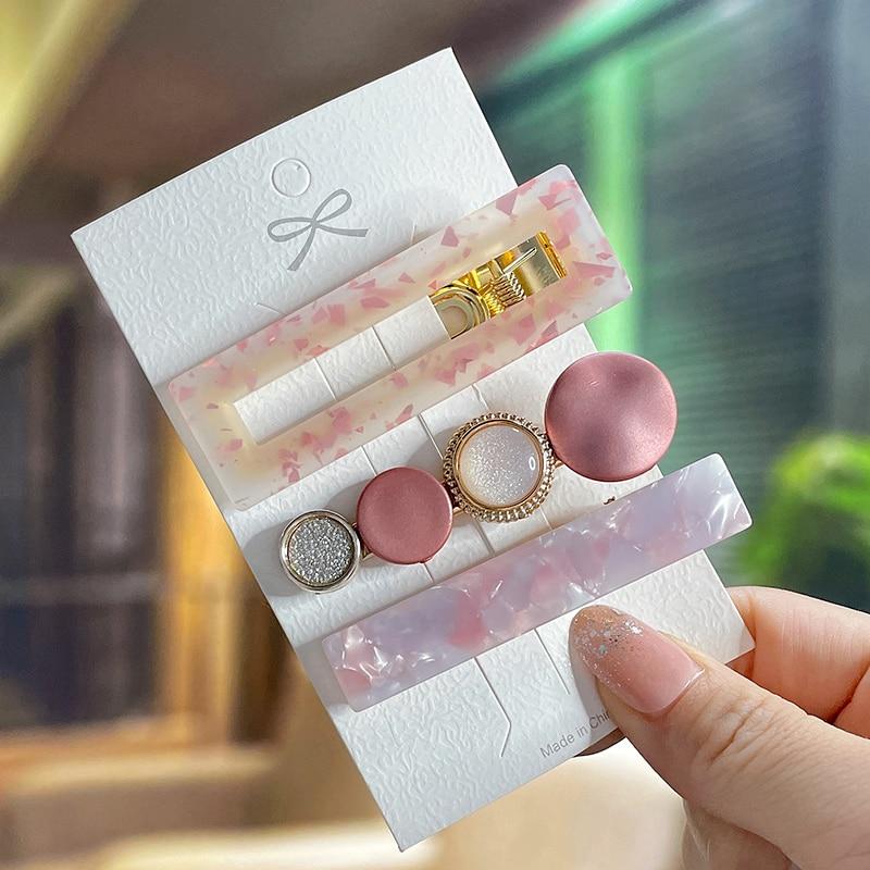 Fashion Acrylic Pearl Hair Clips Set Sweet Flower Hair Barrettes For Women Girls Korean Geometric Hair Accessories Jewelry 2022