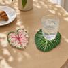 Acrylic Tropical Plant Coasters, Heat Resistant Non-Slip Drink Coasters, Easy Clean Leaf Shaped Pads for Coffee Table Desk Decor, Home Gift