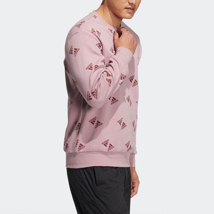 Adidas All-Over Print Sports Crew Neck Sweatshirt Men Tops Pink HE7449