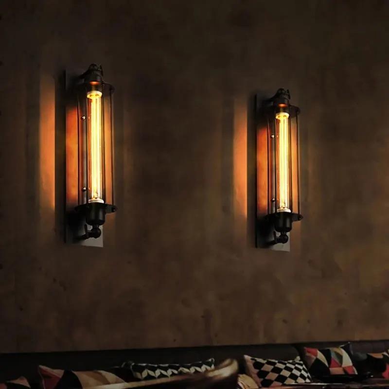 Антикварный настенный светильник Grow Flute из кованого железа, американский индустриальный стиль, ретро-ресторан, коридор, освещение, настенный светильник
