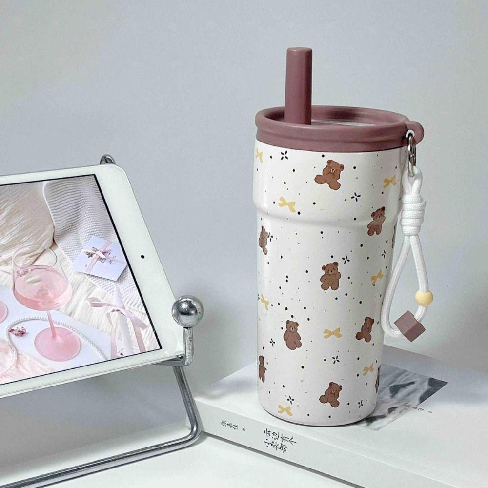 Large Capacity Straw Vacuum Cup 500 Insulated Cup High Appearance Vacuum Cup Drinkware
