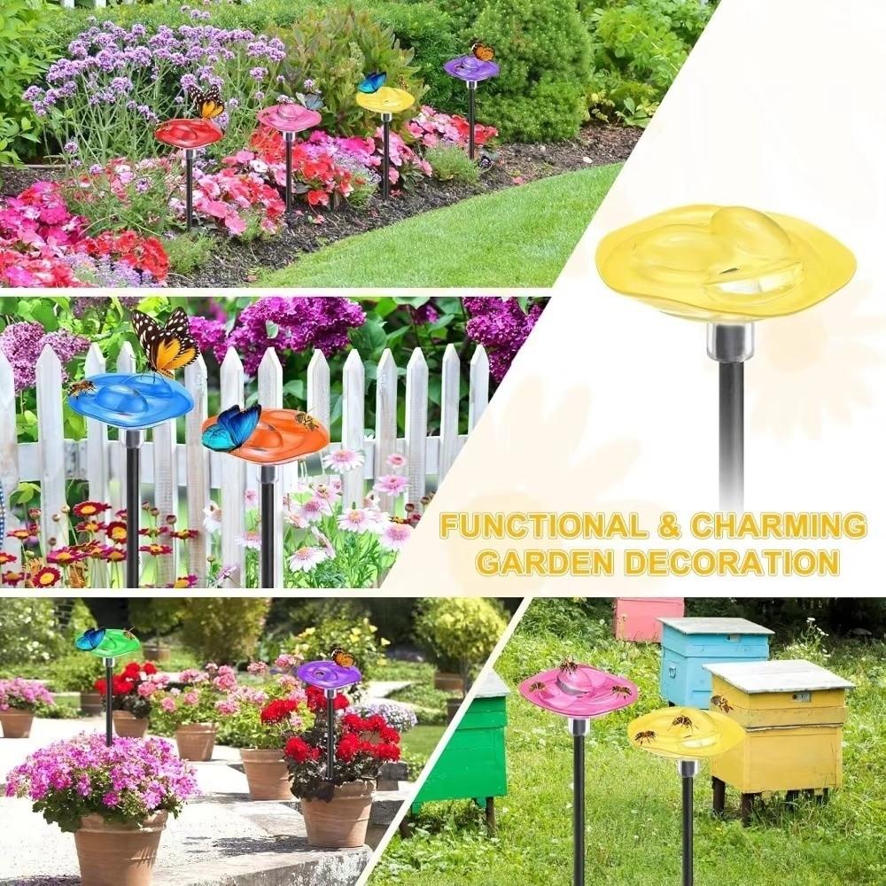 Metal Flower Bee Watering Station Water Dispenser Bird Feeding Cup Beekeeping Tools