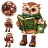 Винтажная Статуэтка Совы Подарок для Библиотекарей Книголюбов Настольное Украшение, Статуэтка Читающей Совы из Смолы, Очаровательный Уголок Настольный Декор с Очками Книгой, Причудливая