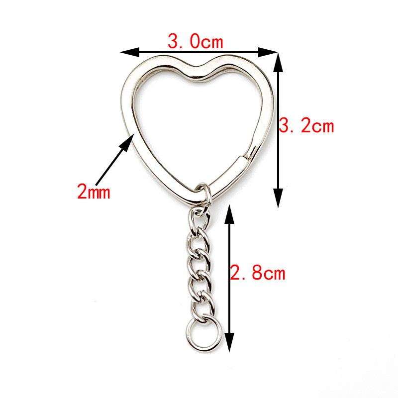 6Pcs/Lot Heart Star Shape Key Ring Chain Round Flat Wire Open Ring Metal Key Ring DIY Car Key Toy Pendant Making Chain Wholesale