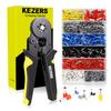 KEZERS Precision Crimping Pliers Set, 1250 Pieces, Ferrule Crimping Tool, Square, 0.25-10mm?, Ratchet Type, Compact, Crimping Pliers for Crimping Slee