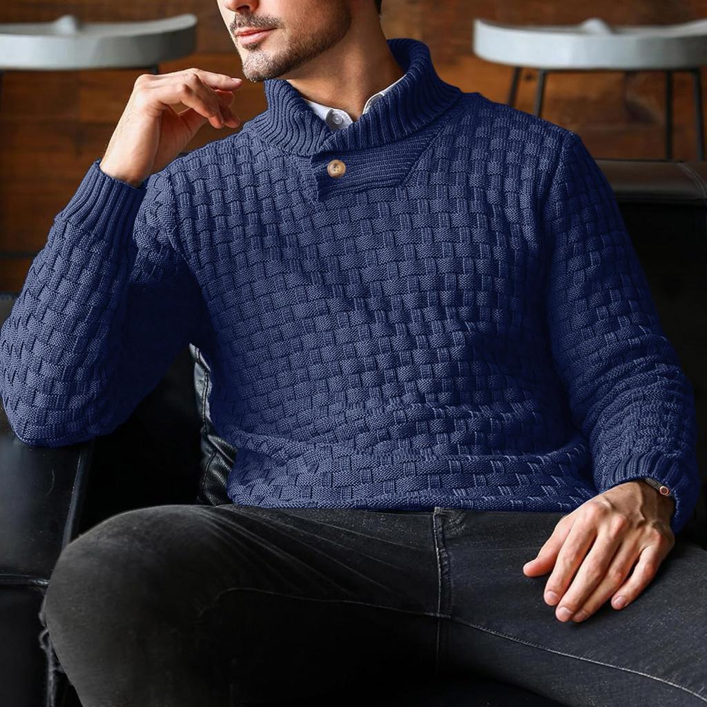 Мужской однотонный свитер-пуловер, модный свитер с круглым вырезом, облегающего кроя