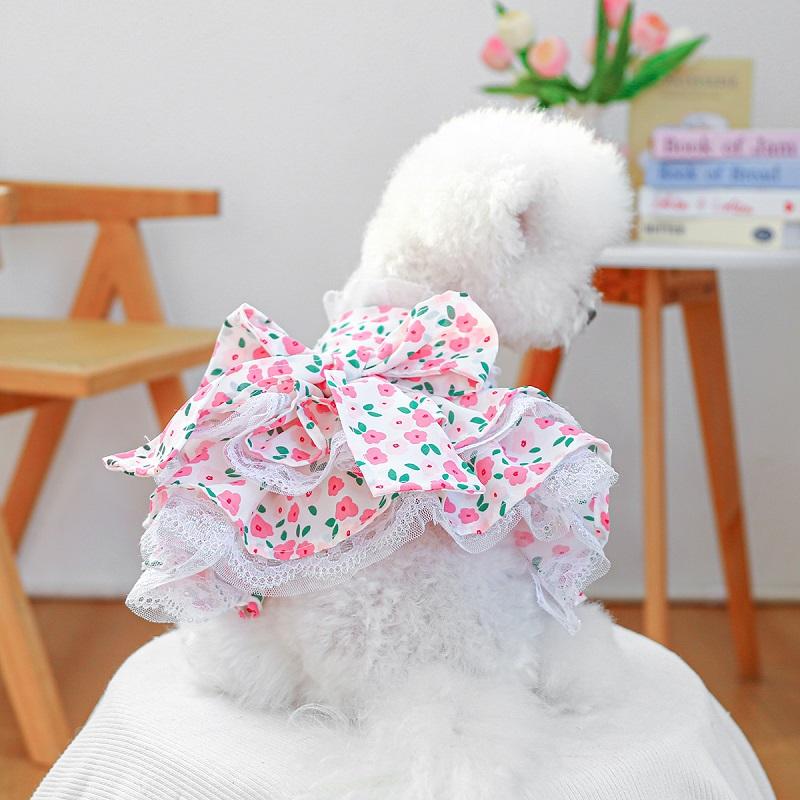 Luxury Floral Dog Costume Dog Dress and Hat Set Chihuahua Dog Clothes Small Dogs Bichon Clothing Female Dog Dresses Cat Skirt