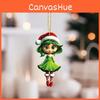Girl Car Decor Acrylic Keychain With Christmas Hat For Auto Interior Enhancement