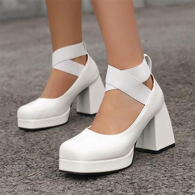 Женские туфли-лодочки с перекрестным ремешком и квадратным носком, туфли на высоком каблуке и платформе, перчатки, лаконичная женская модная обувь, весна-осень 46