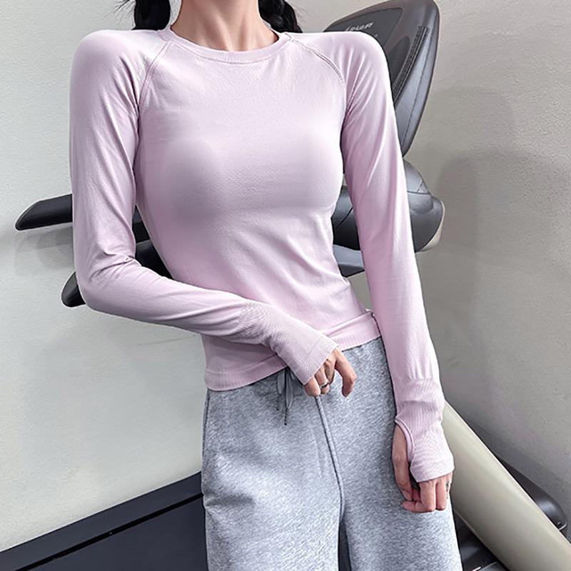 Женский быстросохнущий топ для йоги с длинным рукавом - Дышащий, с круглым вырезом, осенне-зимняя одежда для фитнеса