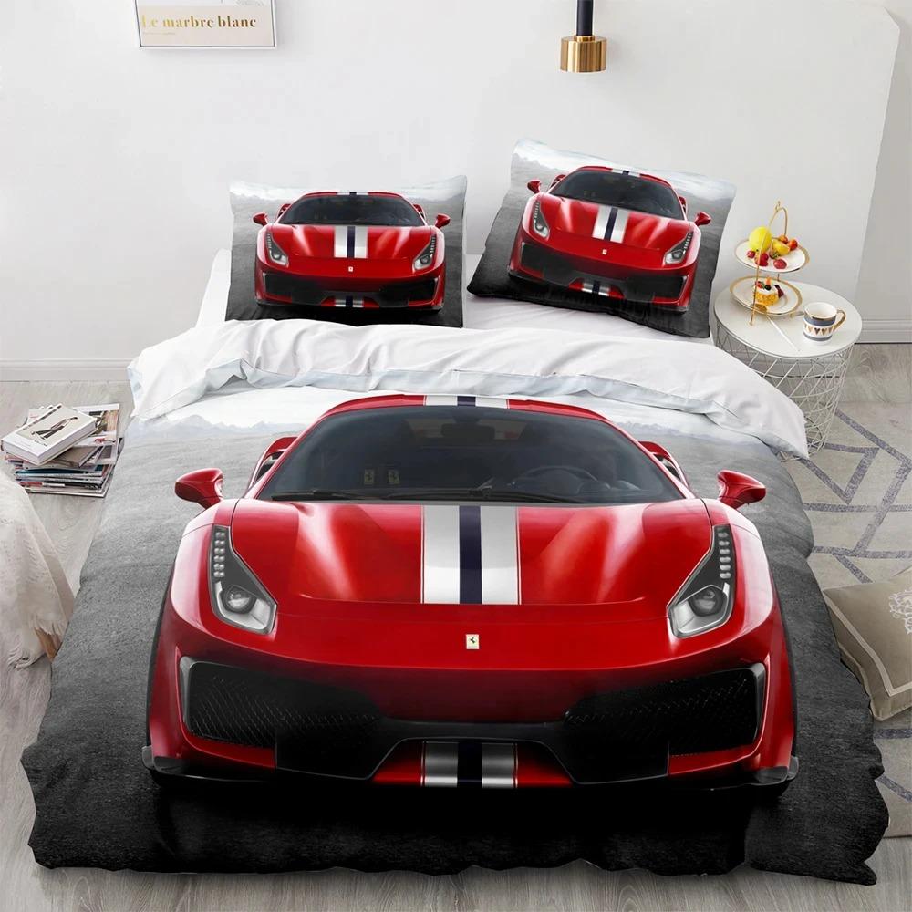 Комплект постельного белья Sports Car Racing Single Twin Full Queen King Size SUV Truck Bed Set Aldult Kid Bedroom Duvetcover Sets Men Boy Gift