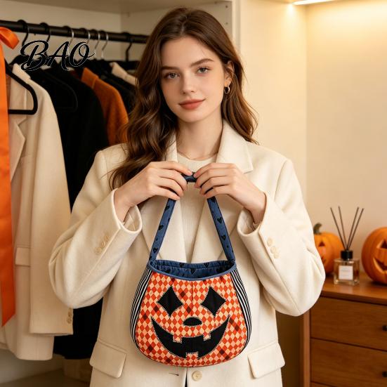 Kids Pumpkin Goodie Bags Halloween Trick?or?Treat Tote Bag, Ghost Face Candy Handbag, Portable Trick or Treat Buckets Reusable Bag for Party