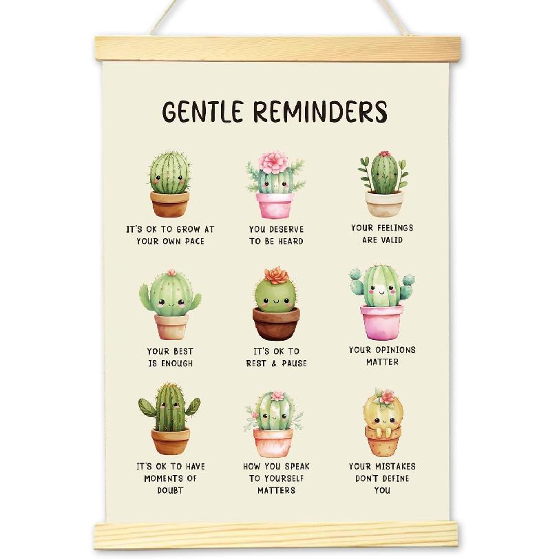 HONPHAX Mental Health Wall Art Poster Hanger Frame, pirational Gentle Reminders Wall Decor Therapy Counseling Office Classroom Decor Canvas Posters