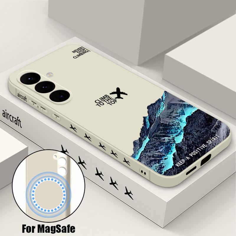 Магнитный чехол для телефона с рисунком самолета для Samsung Galaxy S26 S25 S24 Ultra S23 S24 S25 FE S22 Plus Для Magsafe Мягкая ТПУ крышка