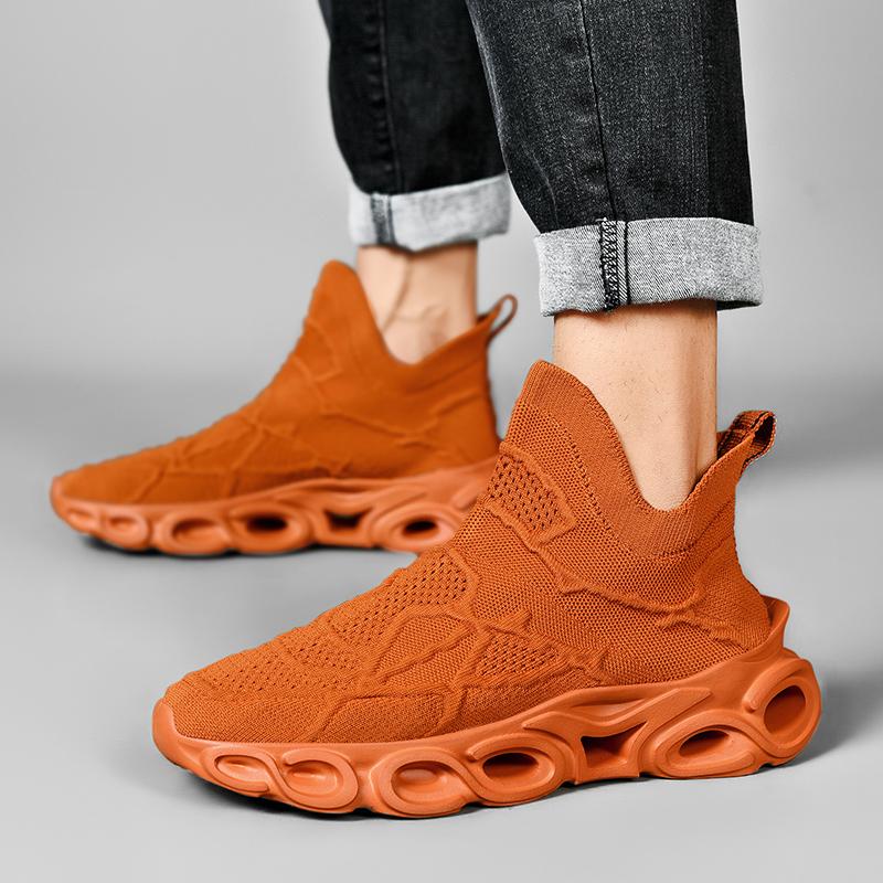 Размер 39-46 мужские высокие носки обувь удобные вязаные дышащие лезвия обувь мужские легкие повседневные кроссовки на платформе мужские