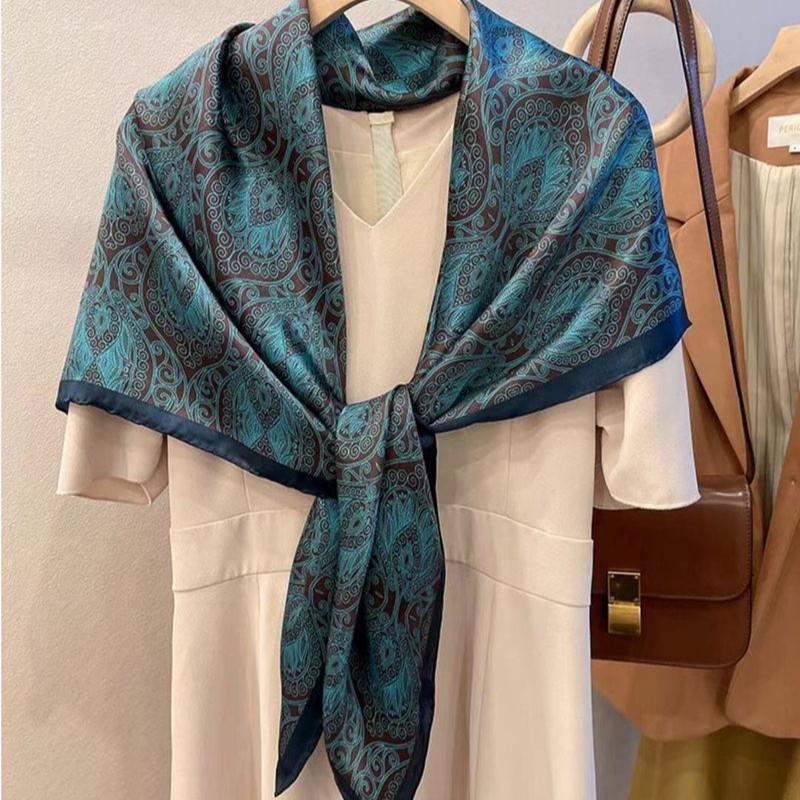 Silk Women'S Double-Sided Cashew Flower Retro 110 Square Scarf Spring And Autumn Thin Versatile Decorative Mulberry Silk Scarf