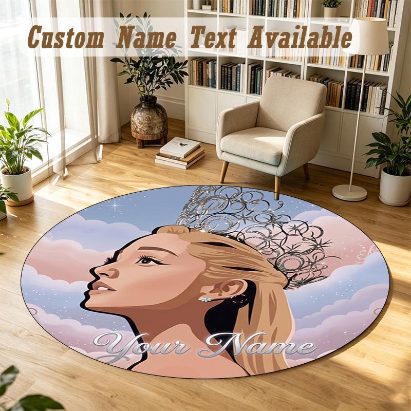 Round Rug Custom NameAriana Grande Pattern Non Slip Carpet Home Floor Decor
