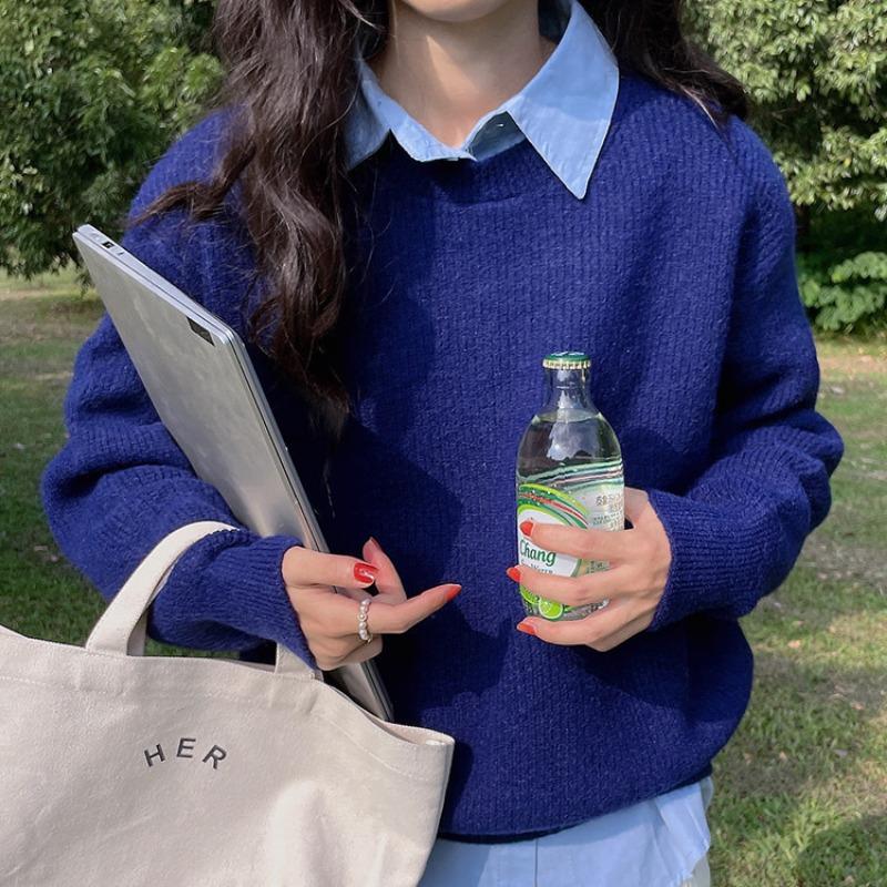 Повседневный пуловер с круглым вырезом, вязаный свитер, женский, новый, осенне-зимний, свободный и тонкий, ленивый стиль, верхняя одежда, вязаный свитер, топ, тренд