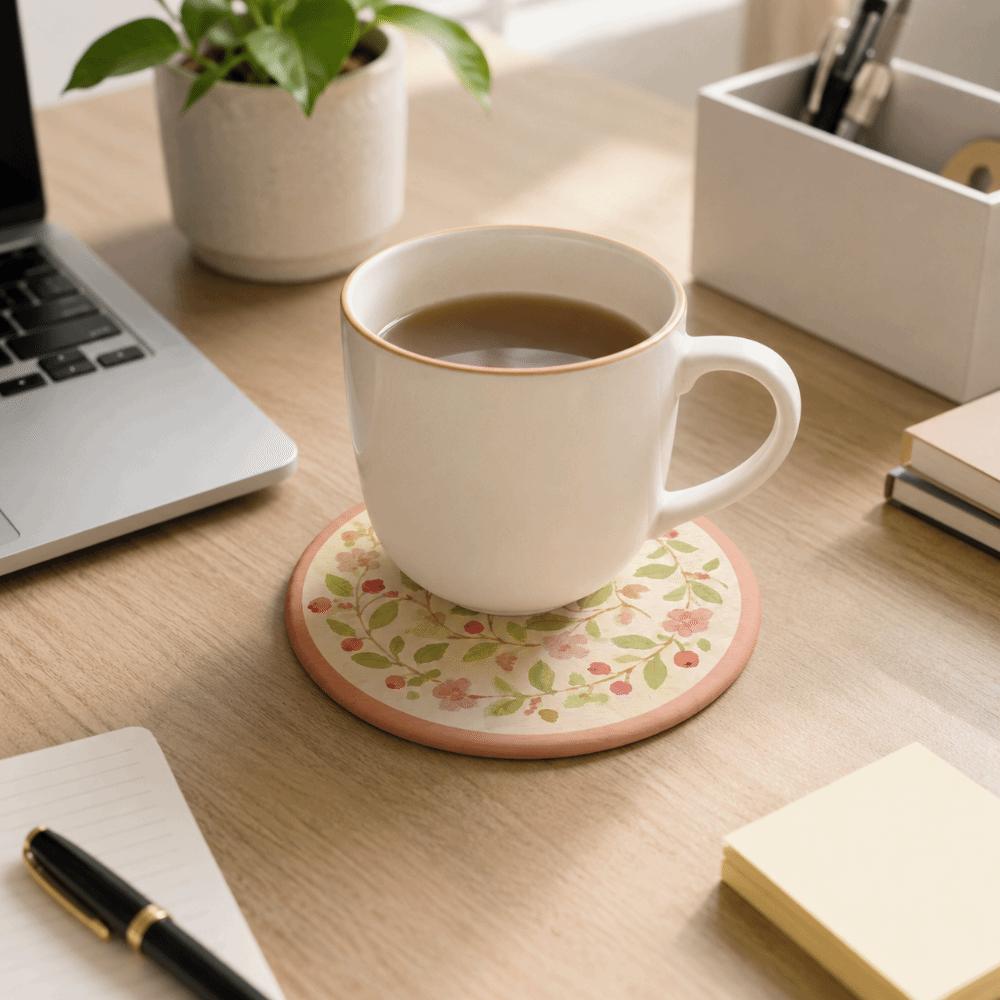 Round Heat Insulation Pad Flower Table Mats Non-Slip Cup Mat Kitchen