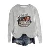 Women's Fashion Round Neck Pullover Top Long Sleeve Tee Printed Sweatshirt
